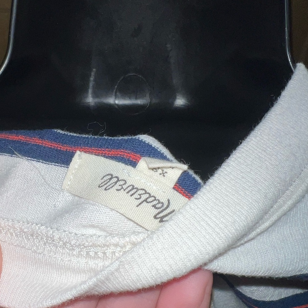 Madewell White Tomboy Pocket T-Shirt Cotton Mini Dress Blue Red Striped Size XS - Picture 8 of 13